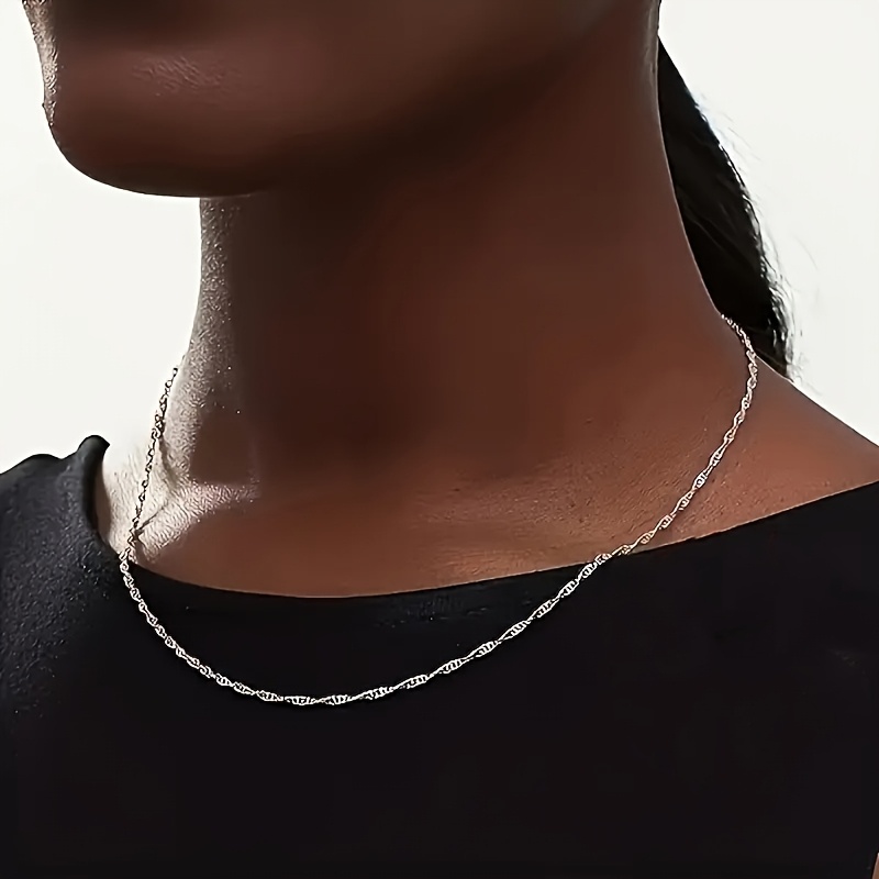 S925 Silver Wave Chain Necklace Women's Gift